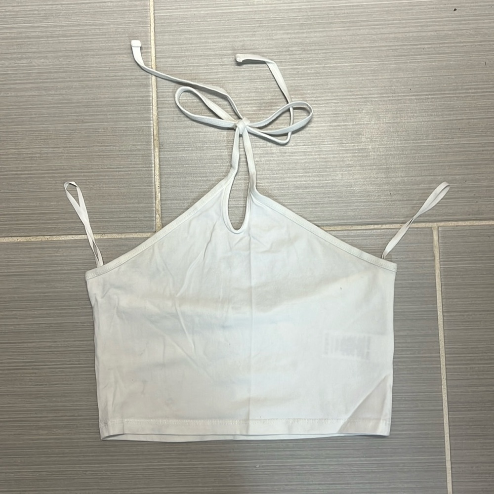 White Aritzia Sunday Best Tie Top